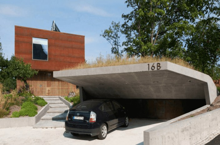 Carport semu underground atap beton