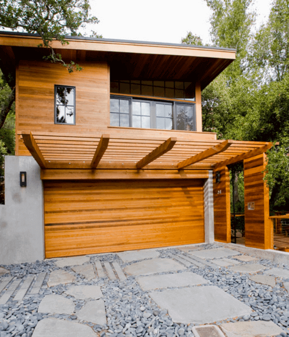 Garasi Dengan Atap Semu modern cozzy Woods