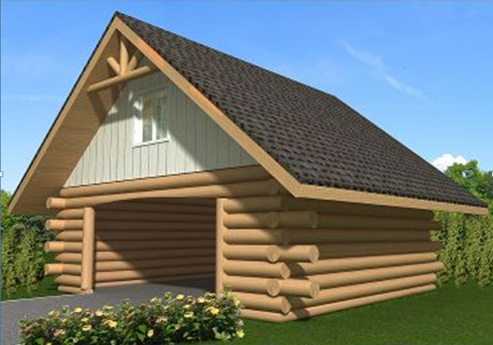 Desain Garasi Log Cabin Woods Model