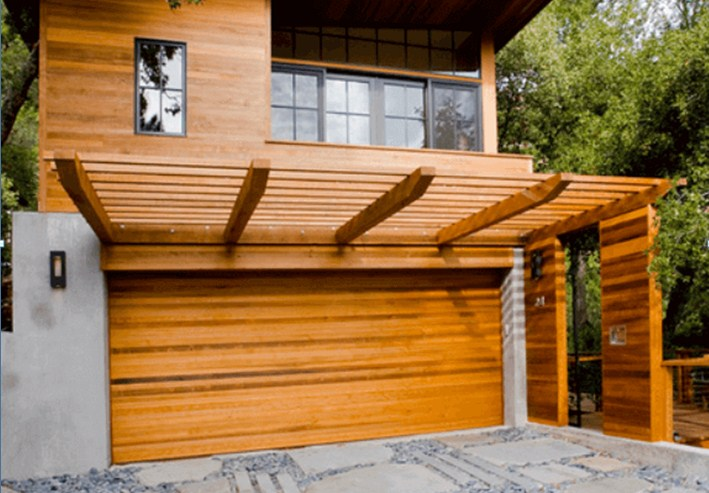 Garasi Samping Rumah Model kayu atap semu