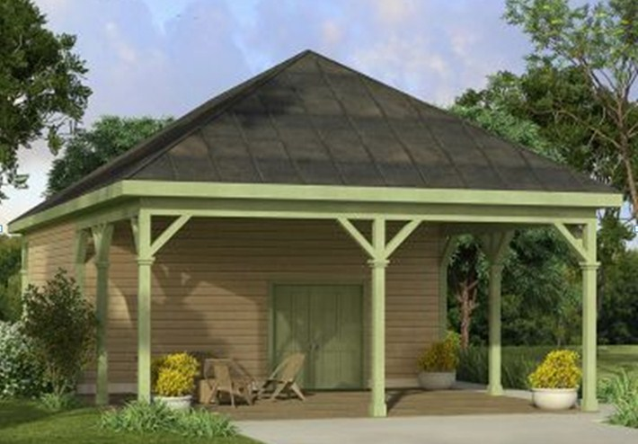 Garasi Samping Rumah terusan atap open garage