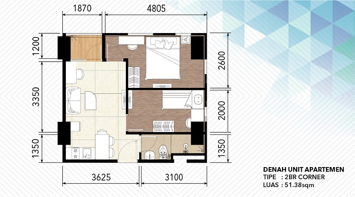 Gambar Desain Interior Apartemen 2 Bedroom