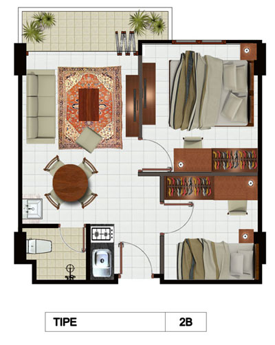 Gambaran Desain Interior Apartemen 2 Bedroom