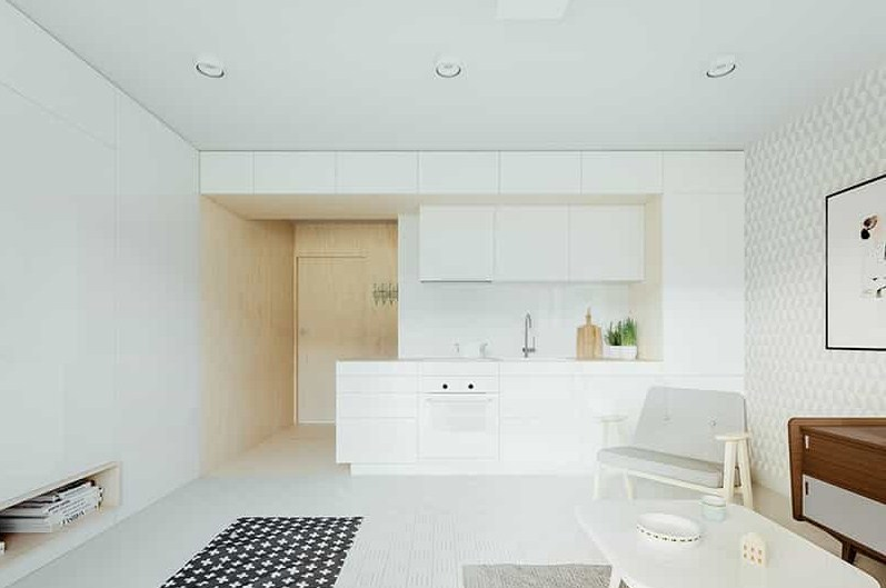 Dapur minimalis dengan cat putih