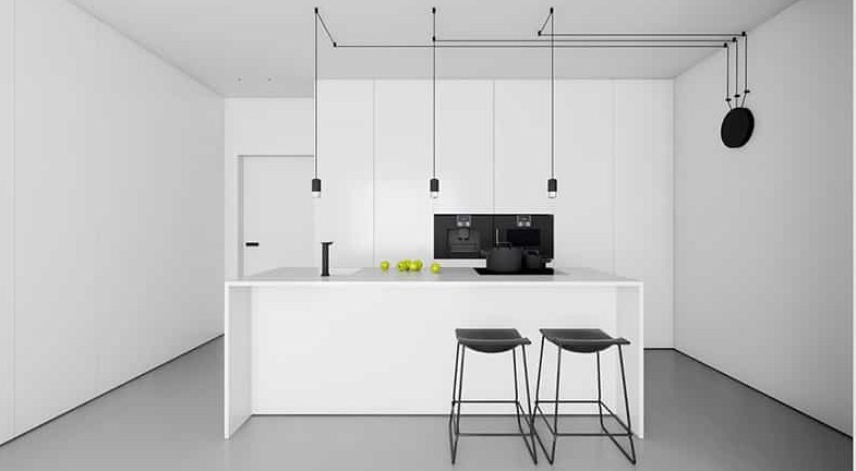 Desain dapur hitam dan putih