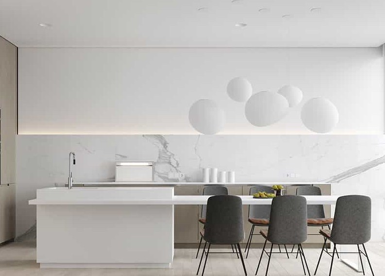 Interior dapur marmer putih