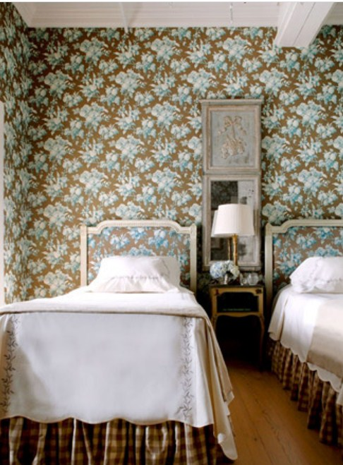 Desain interior kamar tidur Warna Biru Kombinasi Coklat