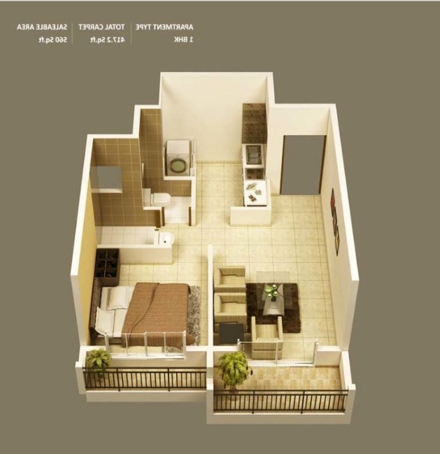 Denah Rumah Satu Kamar