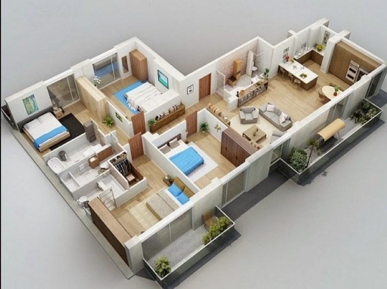 Desain Rumah 1 Lantai 3 Kamar Tidur Terbaru