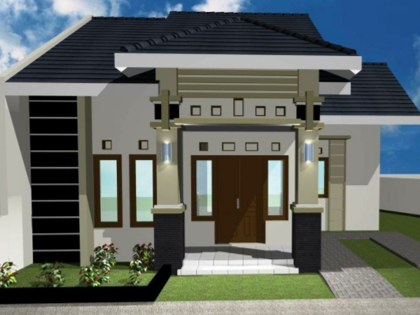 Desain Rumah 1 lantai dengan ruang tamu berada ditengah