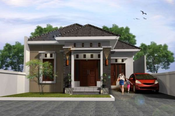 Desain Rumah 1 lantai dengan taman yang cukup luas
