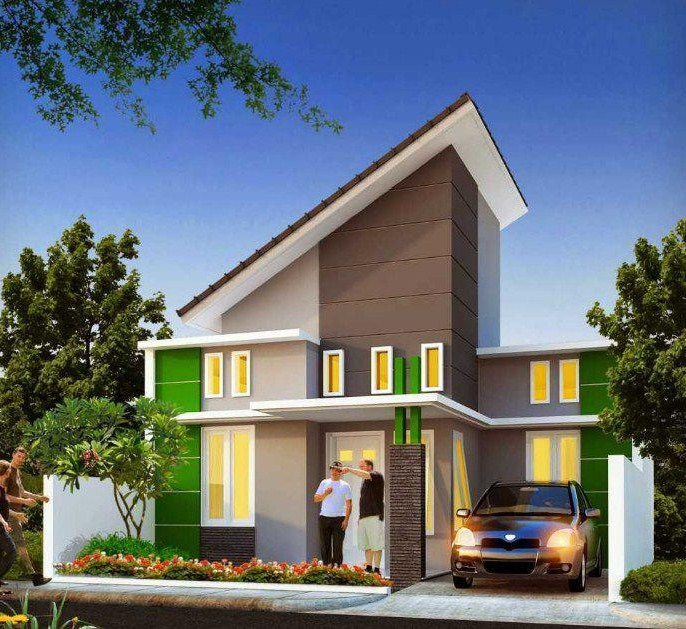 Desain Rumah 1 Lantai Minimalis Atap Miring