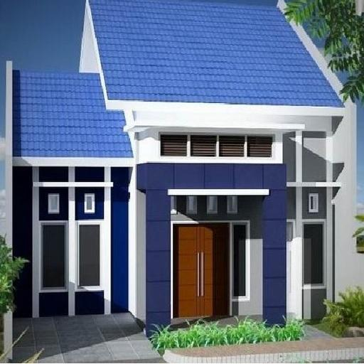 Desain Rumah 1 Lantai warna biru yang elegan