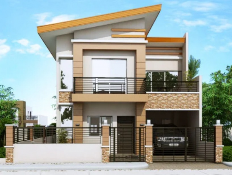 Desain Rumah 2 Lantai Modern Minimalis Atap Miring