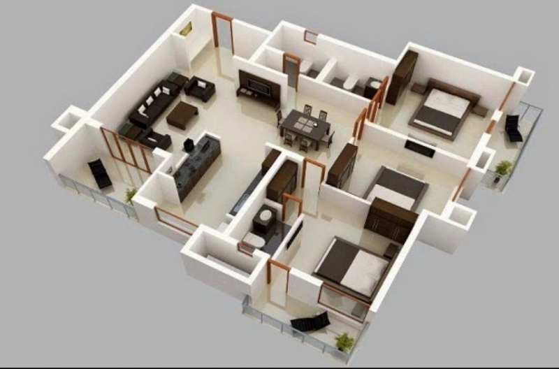 Denah Desain Rumah 3 Kamar Tidur