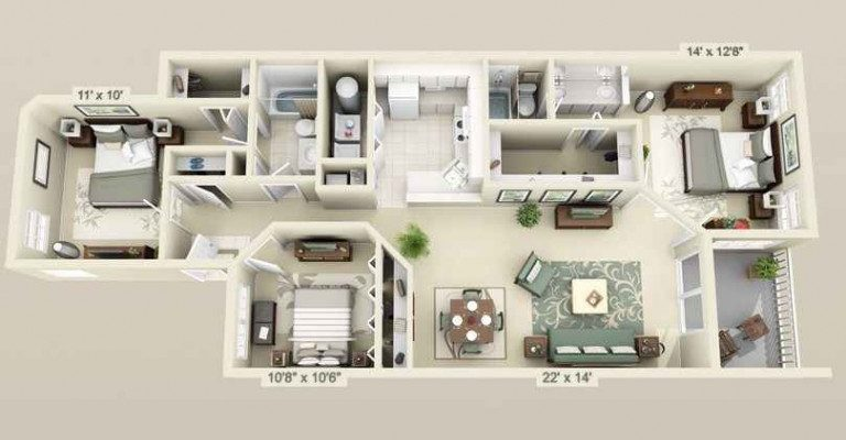 Model Desain Rumah 3 Kamar untuk lahan sempit