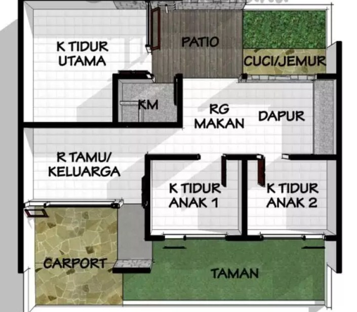 Sketsa Desain Rumah 3 Kamar Sederhana