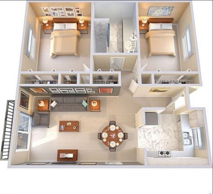 Desain Rumah 2 Kamar Minimalis Sederhana