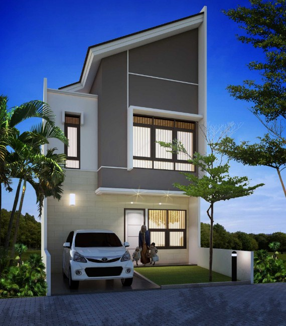 Desain Rumah 3 Lantai Minimalis Atap Miring