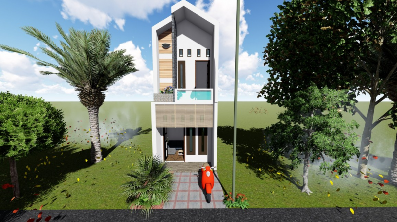 Desain Rumah 3 x 10 Meter 3D
