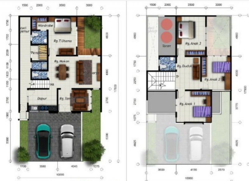 Desain Rumah 3 x 10 Meter Lantai 2