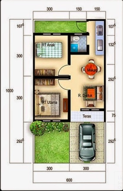 Desain Rumah 36 2 Kamar