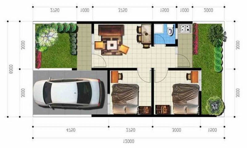 Desain Rumah 36 dengan carport