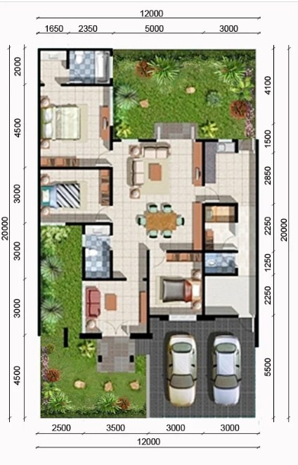 Denah Desain Rumah 4 Kamar Tidur Lengkap
