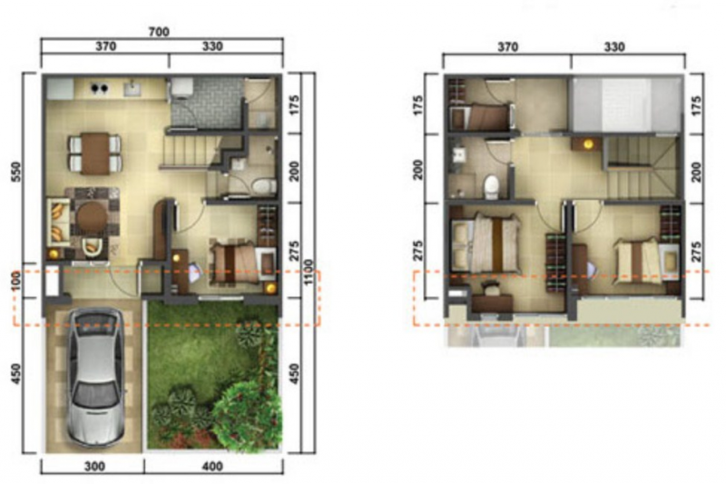 Desain Rumah 4 Kamar Tidur 2 Lantai
