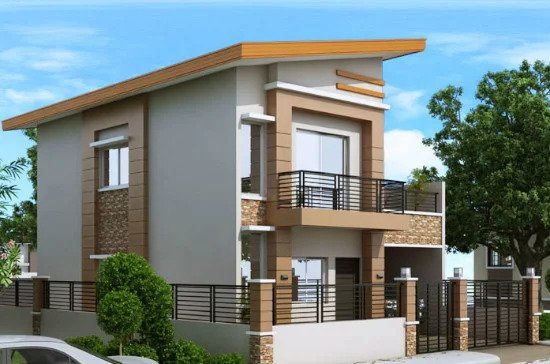 Desain rumah 4 kamar tidur minimalis dengan atap miring kesamping