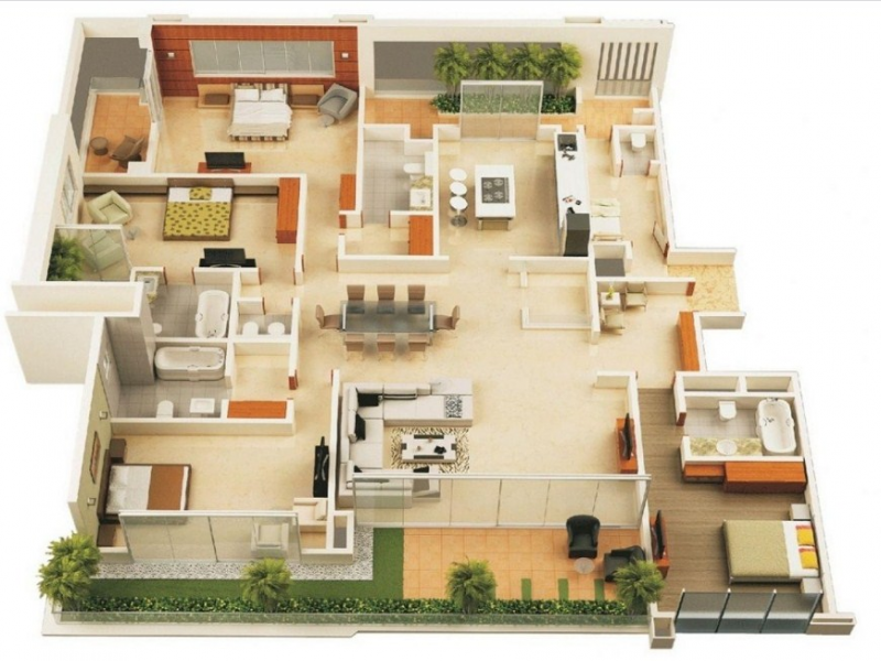 Desain rumah 4 kamar tidur modern