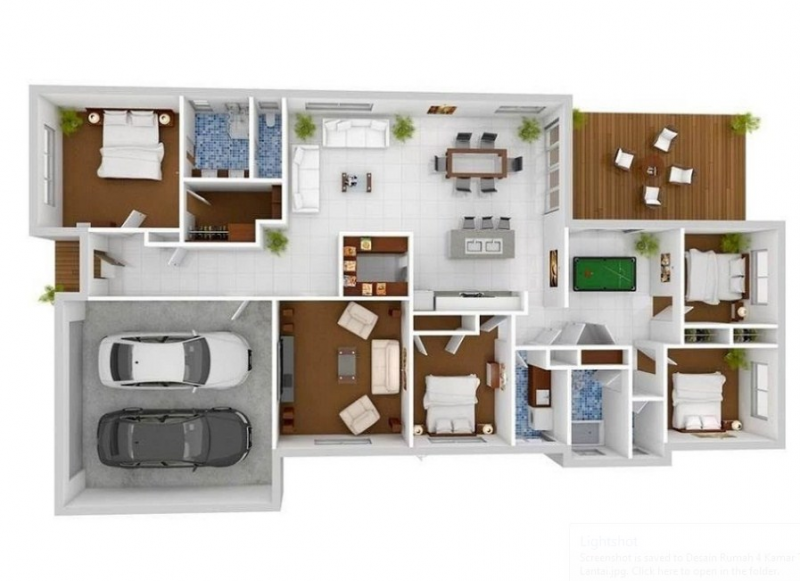 Desain Rumah 4 Kamar Tidur Satu Lantai