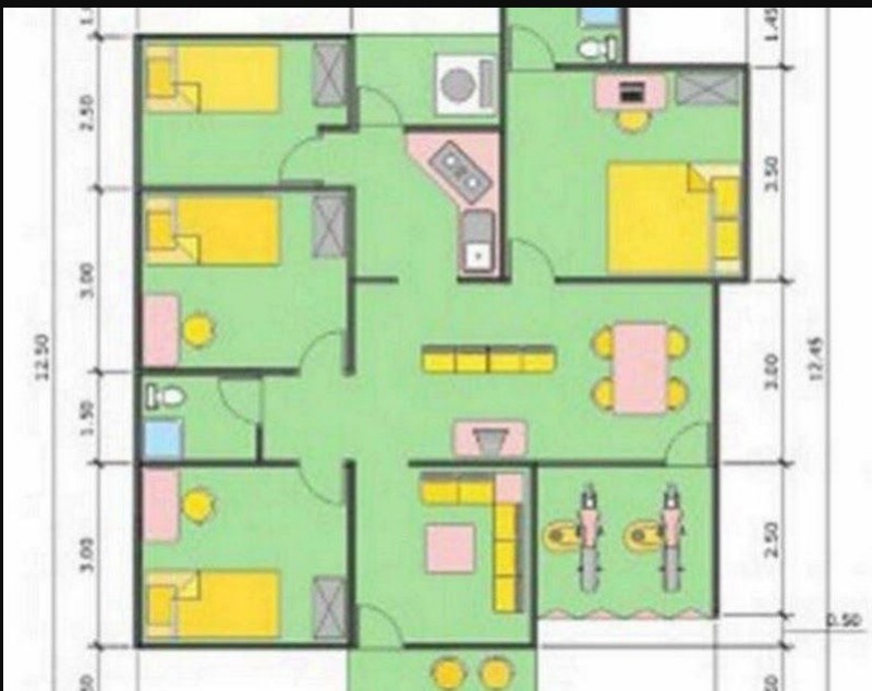 Desain Rumah 10 x 12 4 Kamar Tidur
