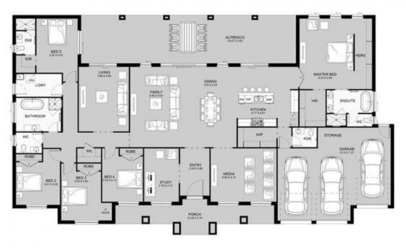 Desain Rumah 5 Kamar Garasi 3 Mobil