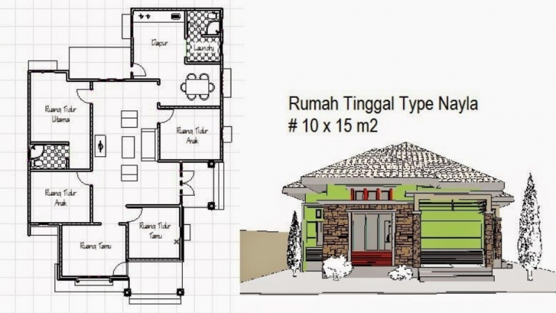 Contoh Desain Rumah 10 x 15