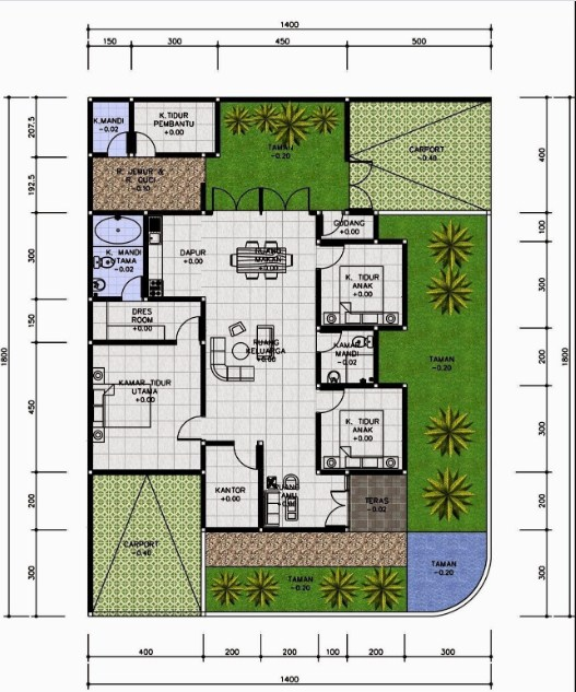 Desain Rumah 10 x 15 4 Kamar Tidur