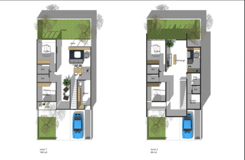 Desain Rumah 4 x 10 2 Lantai Minimalis