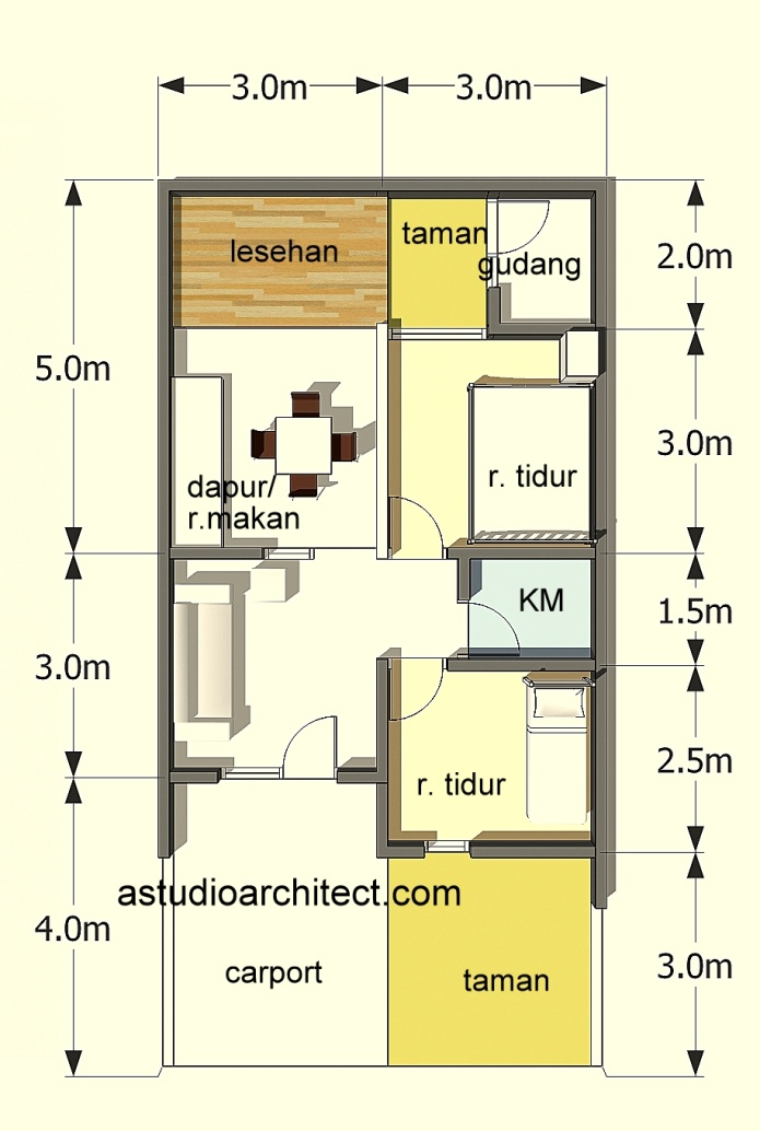 Arsitektur rumah 4x6 dengan 1 lantai