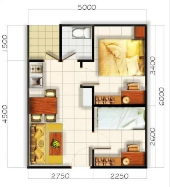 Denah Desain Rumah 4x6