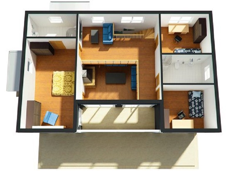 Desain Rumah 4x6 2 Kamar Tidur