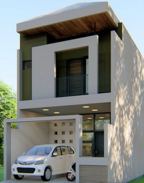 Desain Rumah 5x12 2 Lantai Tampak depan