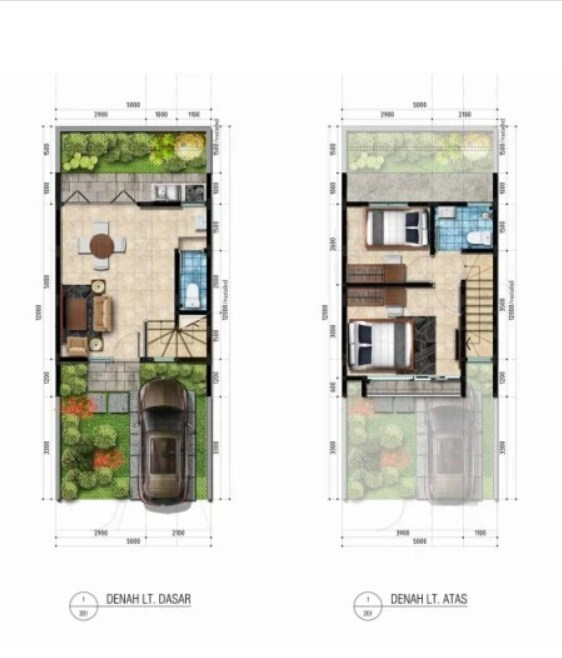 Desain Rumah 5x12 2 Lantai