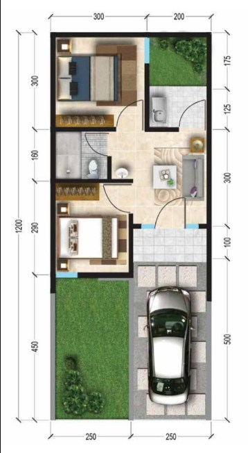 Desain Rumah 5x12 Satu Lantai