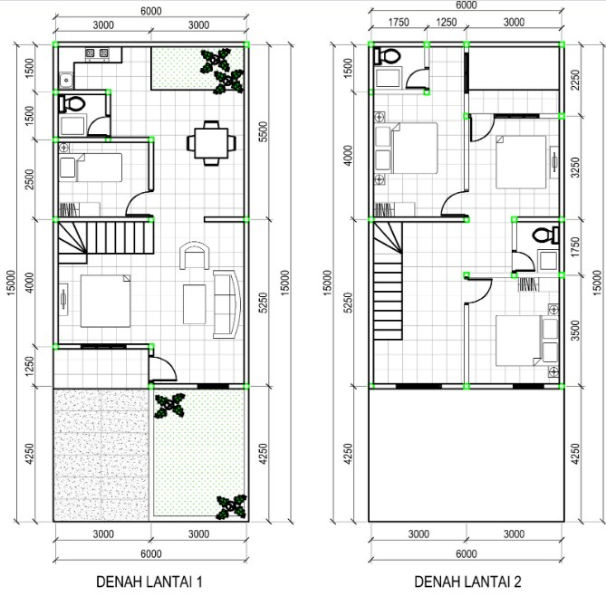 Contoh Denah Desain Rumah 4x12