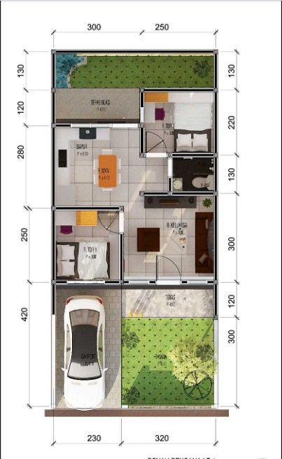 Desain Rumah 4x12 Simple
