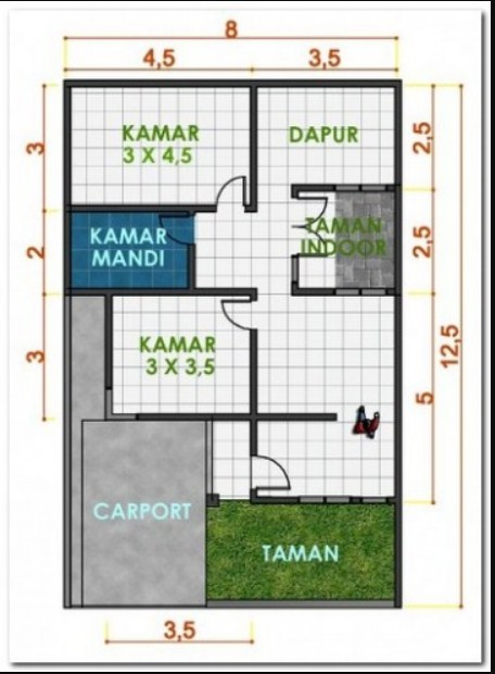 Desain Rumah 4x12 Simple