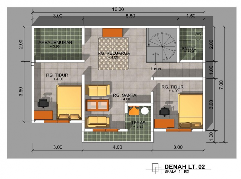 Denah Desain Rumah 5 x 6 Lantai 2