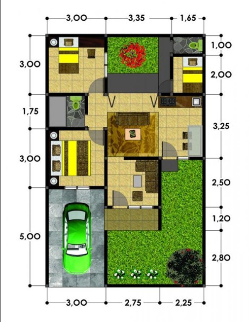 Desain Rumah 5 x 6 3 Kamar Tidur