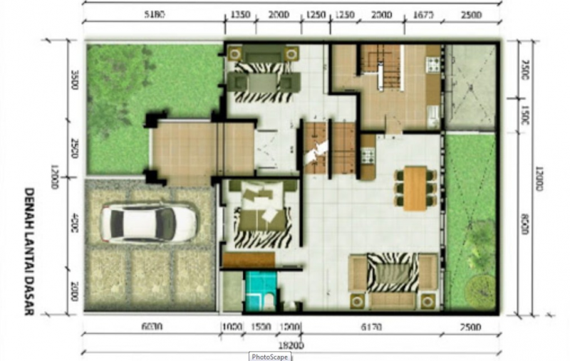 Desain Rumah 5 x 6 Lantai Dasar