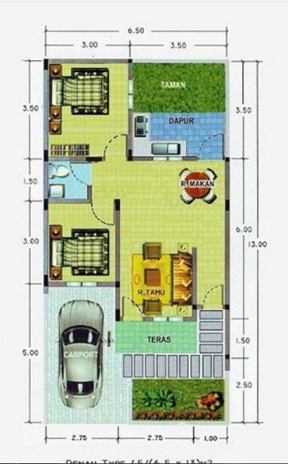 Gambar Denah Desain Rumah 5 x 6